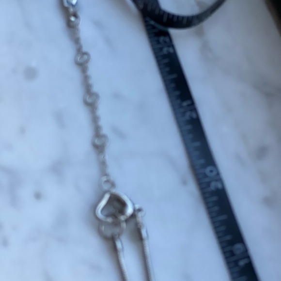 LONG SILVER TONE and RHINESTONE ADJUSTABLE NECKLACE - Picture 5 of 10